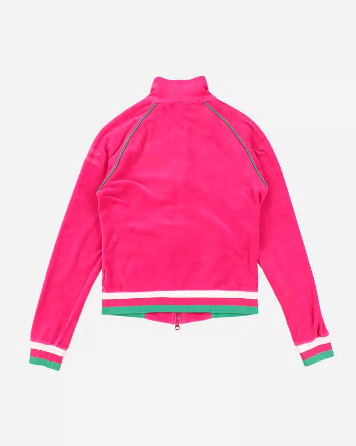 Y2K 00s Tommy Hilfiger Hot pink Velour Track Sweatshirt - S